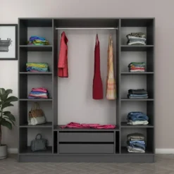 Vaatekaappi Linento Furniture Kale Plus 210x180cm 2 läpikuultavaa ovea eri värejä
