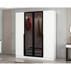 Vaatekaappi Linento Furniture Kale Plus 210x180cm 2 läpikuultavaa ovea eri värejä