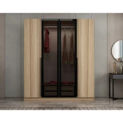 Vaatekaappi Linento Furniture Kale Plus 210x180cm 2 läpikuultavaa ovea eri värejä