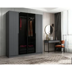 Vaatekaappi Linento Furniture Kale Plus 210x180cm 2 läpikuultavaa ovea eri värejä