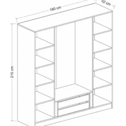 Vaatekaappi Linento Furniture Kale Plus 210x180cm 2 läpikuultavaa ovea eri värejä