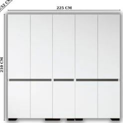 Vaatekaappi Linento Furniture Floransa 225, 225x210cm, valkoinen/antrasiitti