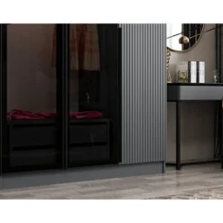 Vaatekaappi Linento Furniture Kale Plus 210x225cm 2 läpikuultavaa ovea eri värejä