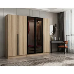 Vaatekaappi Linento Furniture Kale Plus 210x225cm 2 läpikuultavaa ovea eri värejä