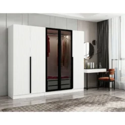 Vaatekaappi Linento Furniture Kale Plus 210x225cm 2 läpikuultavaa ovea eri värejä
