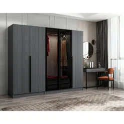 Vaatekaappi Linento Furniture Kale Plus 210x225cm 2 läpikuultavaa ovea eri värejä