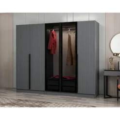 Vaatekaappi Linento Furniture Kale Plus 210x225cm 2 läpikuultavaa ovea eri värejä