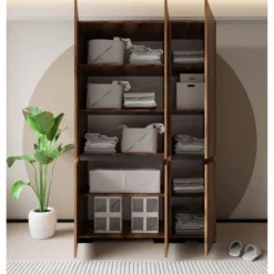 Vaatekaappi Linento Furniture Floransa 135 V3, 135x210cm, ruskea/antrasiitti