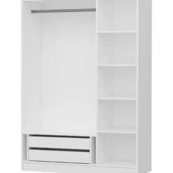 Vaatekaappi Linento Furniture Kale 2258 210x135cm valkoinen