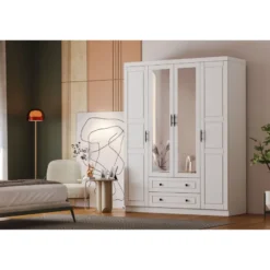 Vaatekaappi Linento Furniture Bahar 654 140cm valkoinen