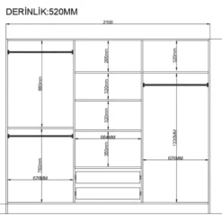 Vaatekaappi Linento Furniture Rb-064-02, 210x210cm, mattavalkoinen