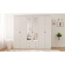 Vaatekaappi Linento Furniture Rb-064-02, 210x210cm, mattavalkoinen