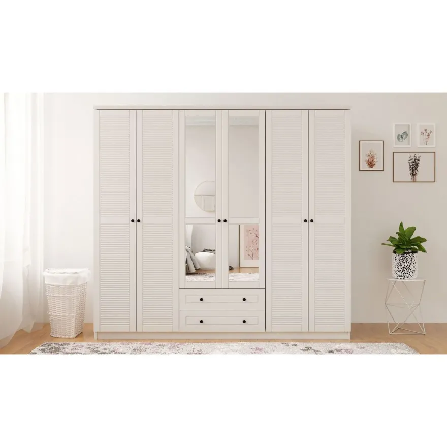 Vaatekaappi Linento Furniture Rb-064-02, 210x210cm, mattavalkoinen