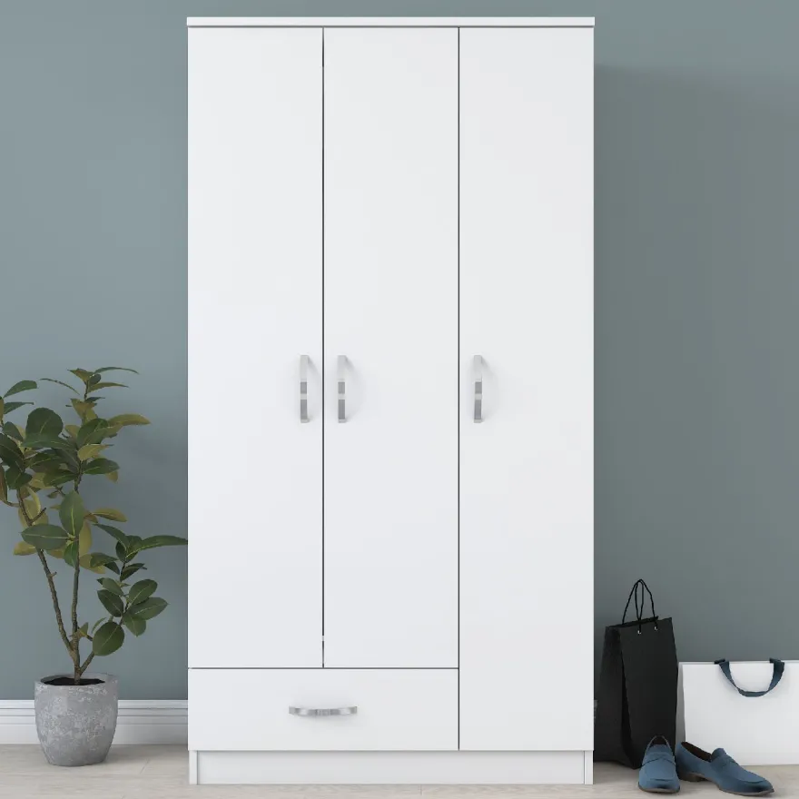 Vaatekaappi Linento Furniture BA102 1867, 90cm, valkoinen