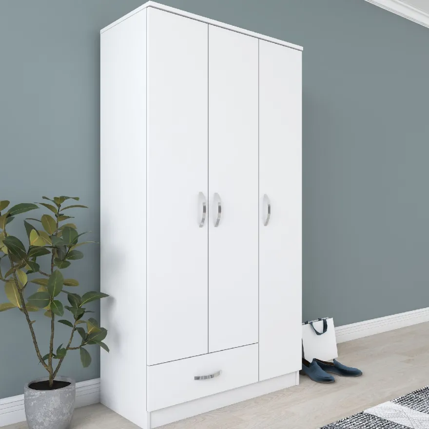 Vaatekaappi Linento Furniture BA102 1867, 90cm, valkoinen