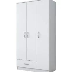 Vaatekaappi Linento Furniture BA102 1867, 90cm, valkoinen