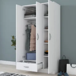 Vaatekaappi Linento Furniture BA102 1867, 90cm, valkoinen