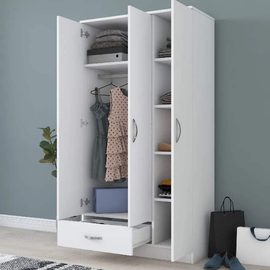 Vaatekaappi Linento Furniture BA102 1867, 90cm, valkoinen