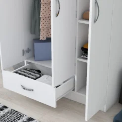 Vaatekaappi Linento Furniture BA102 1867, 90cm, valkoinen
