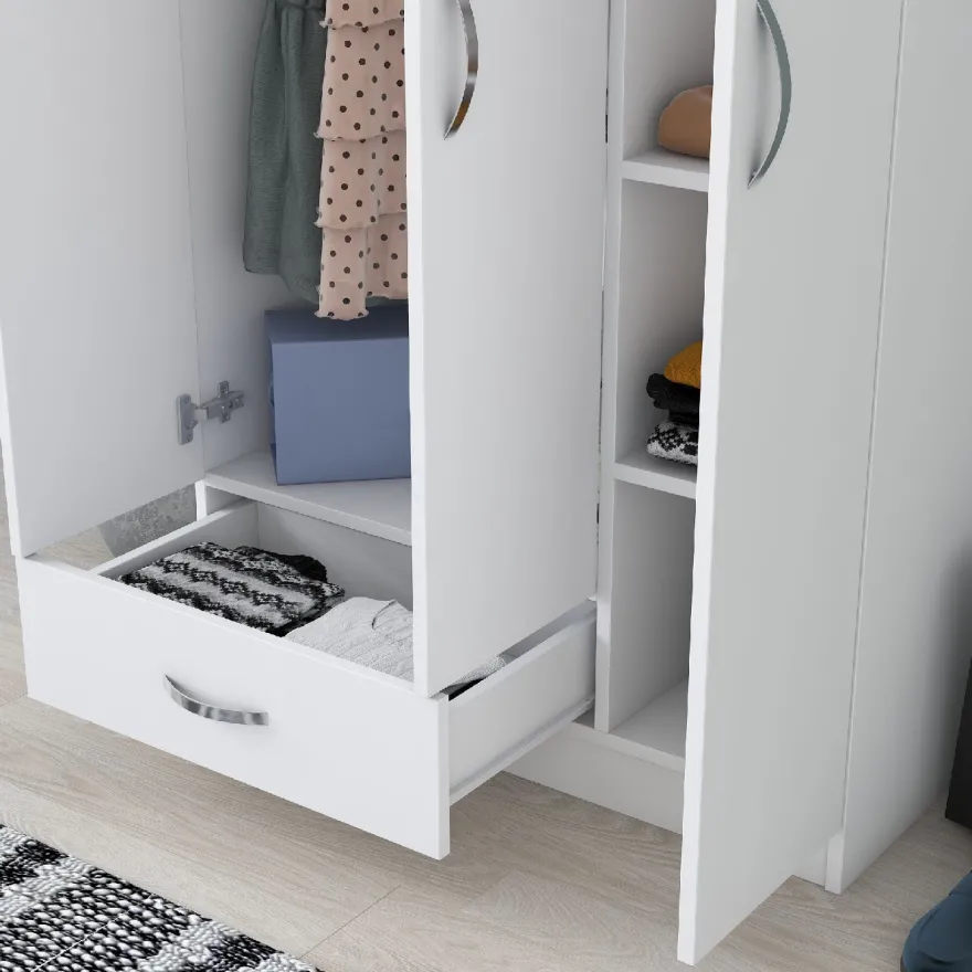 Vaatekaappi Linento Furniture BA102 1867, 90cm, valkoinen