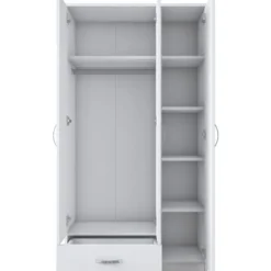 Vaatekaappi Linento Furniture BA102 1867, 90cm, valkoinen