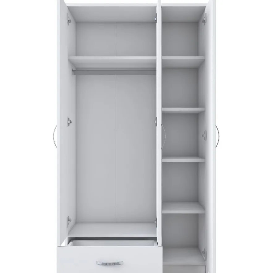Vaatekaappi Linento Furniture BA102 1867, 90cm, valkoinen