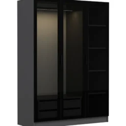 Vaatekaappi Linento Furniture Kale 2271 190x135cm antrasiitti/musta