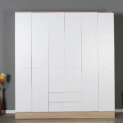 Vaatekaappi Linento Furniture GRD-862-MB-4, 224x206cm, valkoinen