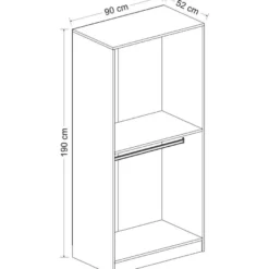 Vaatekaappi Linento Furniture Kale 210x90cm valkoinen