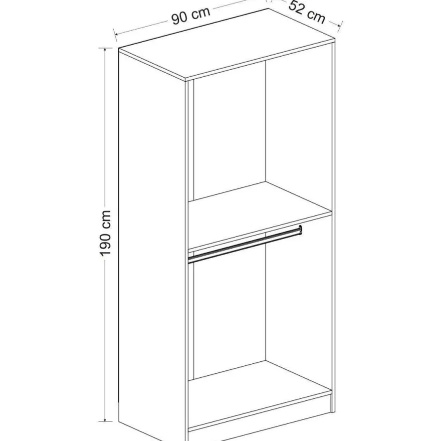 Vaatekaappi Linento Furniture Kale 210x90cm valkoinen