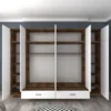 Vaatekaappi Linento Furniture BA133-3907, 243x226cm, ruskea/valkoinen