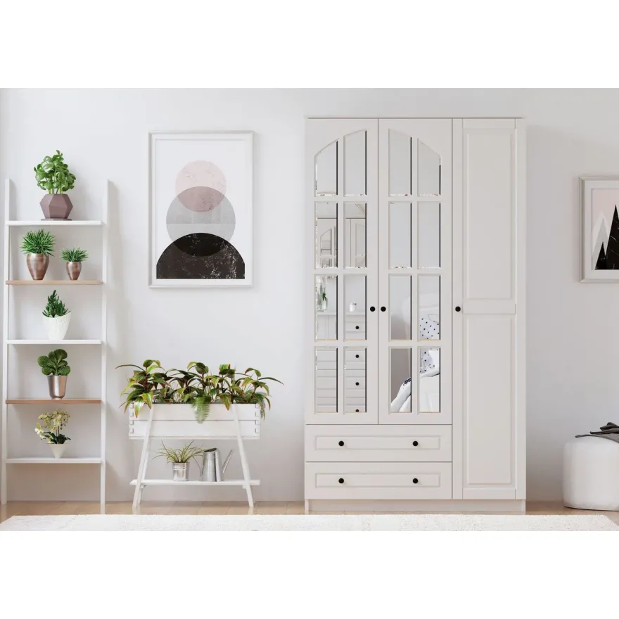 Vaatekaappi Linento Furniture Rb-011, 105x210cm, mattavalkoinen