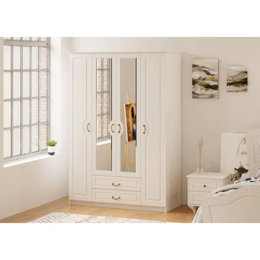 Vaatekaappi Linento Furniture Rb-177, 140x210cm, mattavalkoinen