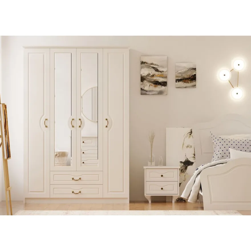 Vaatekaappi Linento Furniture Rb-177, 140x210cm, mattavalkoinen