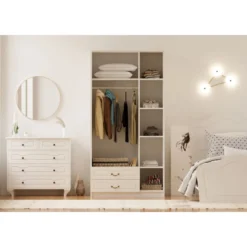 Vaatekaappi Linento Furniture Rb-176, 105x210cm, mattavalkoinen