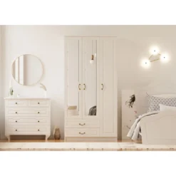 Vaatekaappi Linento Furniture Rb-176, 105x210cm, mattavalkoinen