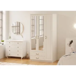 Vaatekaappi Linento Furniture Rb-176, 105x210cm, mattavalkoinen
