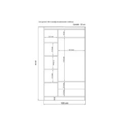 Vaatekaappi Linento Furniture Inci 1803, valkoinen