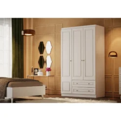 Vaatekaappi Linento Furniture Inci 1803, valkoinen