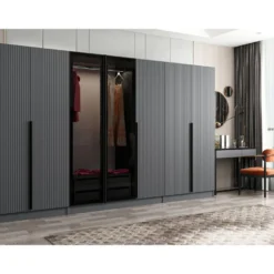 Vaatekaappi Linento Furniture Kale Plus 210x315cm 2 läpikuultavaa ovea eri värejä