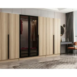 Vaatekaappi Linento Furniture Kale Plus 210x315cm 2 läpikuultavaa ovea eri värejä