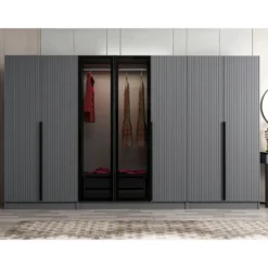 Vaatekaappi Linento Furniture Kale Plus 210x315cm 2 läpikuultavaa ovea eri värejä
