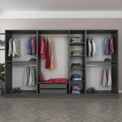 Vaatekaappi Linento Furniture Kale Plus 210x315cm 2 läpikuultavaa ovea eri värejä