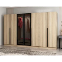 Vaatekaappi Linento Furniture Kale Plus 210x315cm 2 läpikuultavaa ovea eri värejä