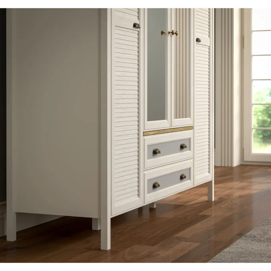 Vaatekaappi Linento Furniture FRN-21004, 186.3x215.9cm, kerma/ruskea/harmaa