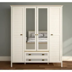 Vaatekaappi Linento Furniture FRN-21004, 186.3x215.9cm, kerma/ruskea/harmaa