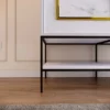 Vaatekaappi liukuovilla Linento Furniture Martin, 120cm, valkoinen marmori/kulta