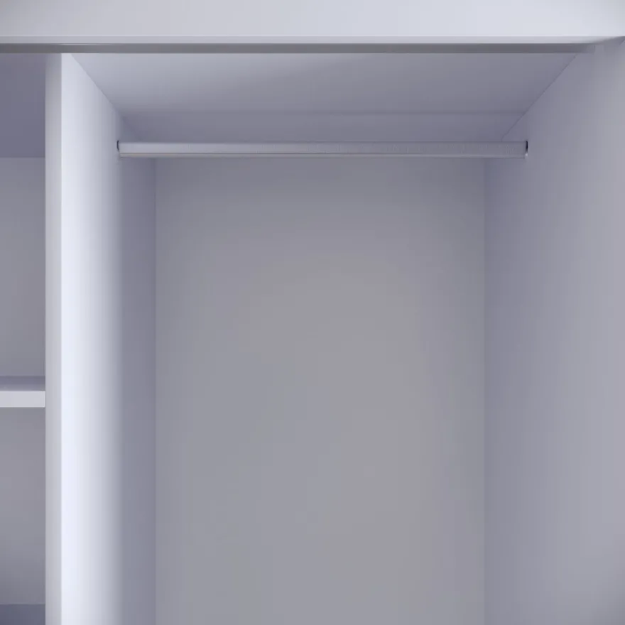 Vaatekaappi liukuovilla Linento Furniture Martin, 120cm, valkoinen marmori/kulta
