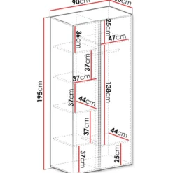 Vaatekaappi Nomla LUCA SYSTEM 3, 90x195cm, saranaovilla