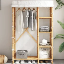 Vaatekaappi 110x45x170 cm bambu (68043)